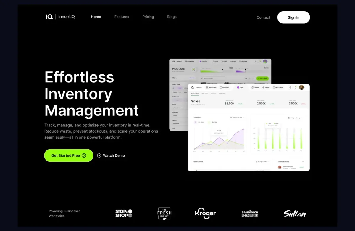 Landing Page to Showcase Smart Inventory Solutions